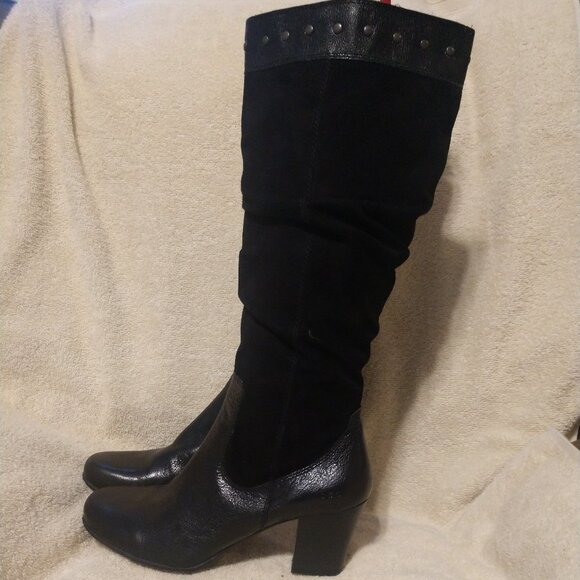 Born leather and suede knee high boots with studded trim sz 10 - Picture 6 of 8